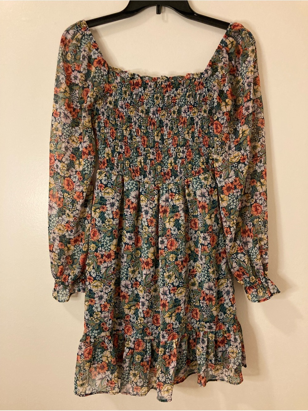 Lauren Conrad Lantern Sleeve Green Floral Dress